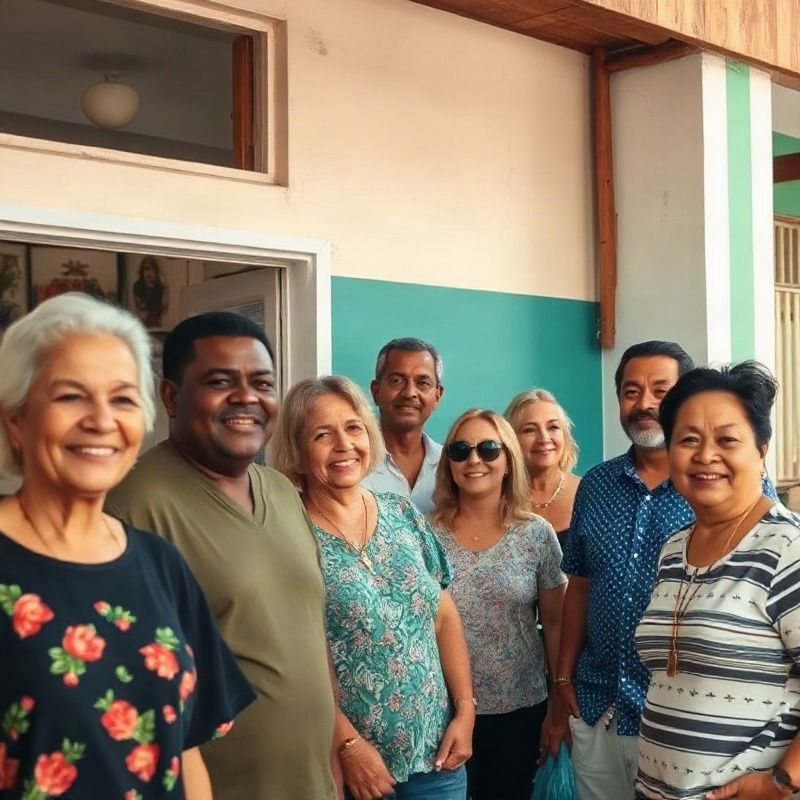 Moradores de um bairro de Recife reunidos em frente a um negócio local
